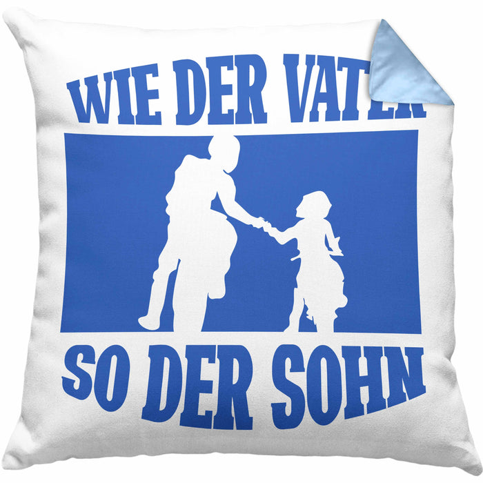 Lustige Motorrad-Kissen mit Füllung 40x40 für Vater und Sohn Geschenk zum Vatertag Wie Der Vater So Der Sohn (Grau) Blau Trendation