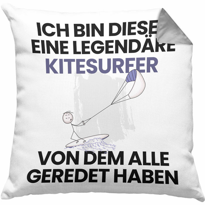 Kitesurfer Geschenk Kissen mit Füllung 40x40 Lustige Geschenkidee Geburtstag für Kitesurfer Ich Bin Dieser Legendäre Kitesurfer Von Dem Alle Geredet Haben (Grau) Grau Trendation