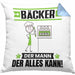 Bäcker Kissen mit Füllung 40x40 Geschenk für Bäcker Der Mann Der Alles Kann Geschenkidee zum Geburtstag (Grau) Blau Trendation