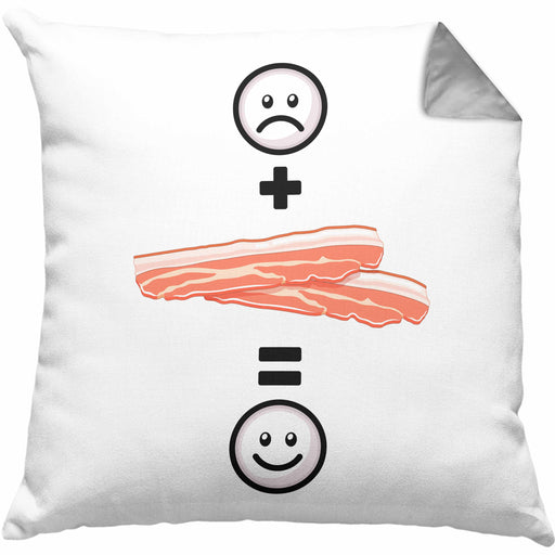 Bacon Kissen mit Füllung 40x40 Geschenk für Bacon-Liebhaber Lustige Geschenkidee :( + Bacon = :) Geburtstag (Grau) Grau Trendation