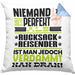 Rucksackreisender Geschenk Kissen mit Füllung 40x40 Lustige Geschenkidee für Rucksackreisender Geburtstag Niemand Ist Perfekt Aber Als Rucksackreisender Ist Man Nah Dran (Grau) Blau Trendation