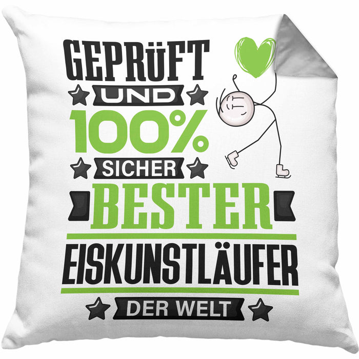 Eiskunstläufer Geschenk Lustiger Spruch für Eiskunstläufer Geschenkidee Bester Eiskunstläufer Der WeltKissen mit Füllung 40x40 (Grau) Grau Trendation