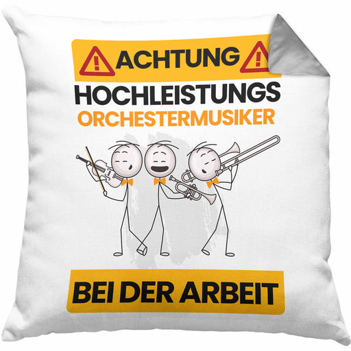 Orchestermusiker Kissen mit Füllung 40x40 Geschenk Lustiger Spruch Geschenkidee für Orchestermusiker Achtung Hochleistungs Orchestermusiker Bei Der Arbeit (Grau) Grau Trendation
