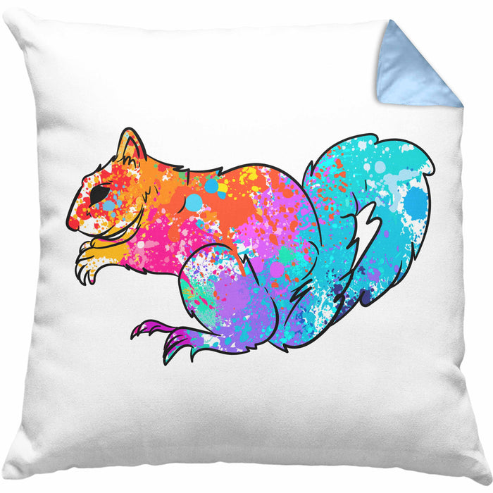 Bunte Eichhörnchen Kissen mit Füllung 40x40 Geschenk für Natur- und Tierwohlhaber (Grau) Blau Trendation