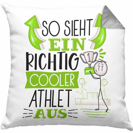 Athlet Kissen mit Füllung 40x40 Geschenk So Sieht Ein RIchtig Cooler Athlet Aus Geschenkidee Lustiger Spruch Geburtstag (Grau) Grau Trendation