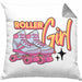 Lustige Rollschuh Kissen mit Füllung 40x40 Geschenk für Roller Girls "Roller Girl" Nostalgie 80er 90er Jahre (Grau) Grau Trendation
