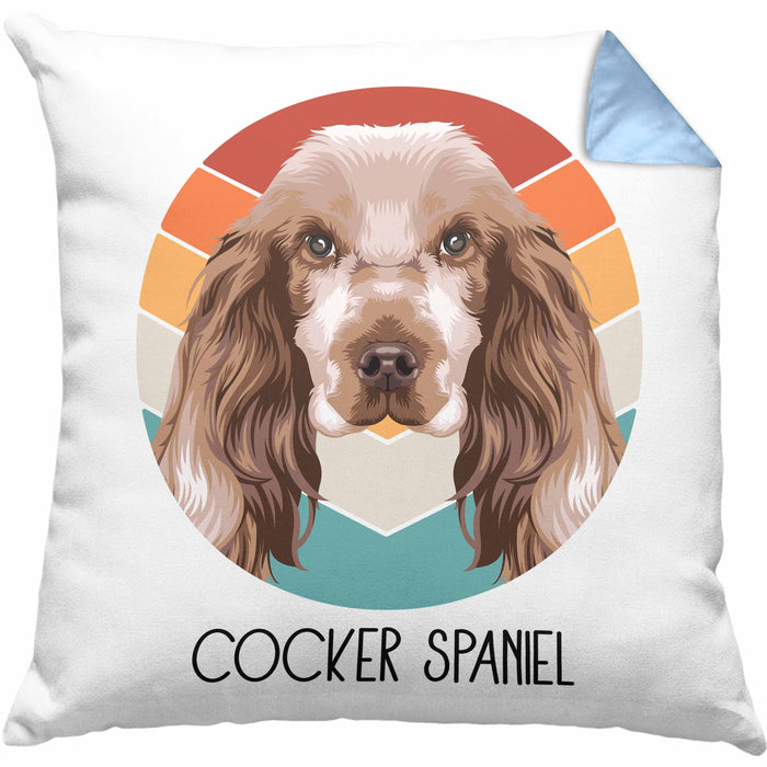 Cocker Spaniel Besitzer Kissen mit Füllung 40x40 Geschenk Lustiger Spruch Geschenkidee Cocker Spaniel Mama Papa (Grau) Blau Trendation