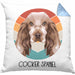 Cocker Spaniel Besitzer Kissen mit Füllung 40x40 Geschenk Lustiger Spruch Geschenkidee Cocker Spaniel Mama Papa (Grau) Blau Trendation