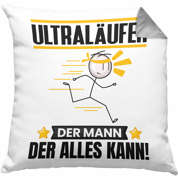 Ultraläufer Kissen mit Füllung 40x40 Geschenk für Ultraläufer Der Mann Der Alles Kann Geschenkidee zum Geburtstag (Grau) Grau Trendation