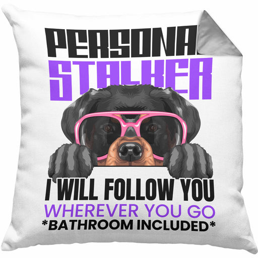 Rottweiler Besitzerin Kissen mit Füllung 40x40 Geschenk Lustiger Spruch Geschenkidee Personal Stalker (Grau) Grau Trendation