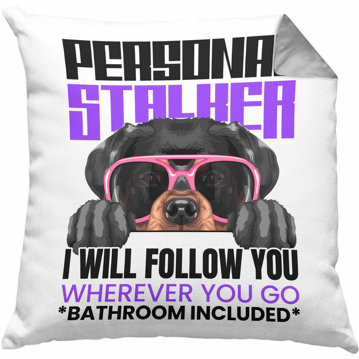 Rottweiler Besitzerin Kissen mit Füllung 40x40 Geschenk Lustiger Spruch Geschenkidee Personal Stalker (Grau) Grau Trendation