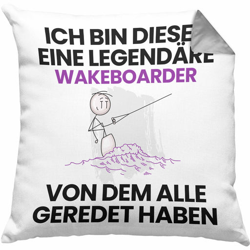 Wakeboarder Geschenk Kissen mit Füllung 40x40 Lustige Geschenkidee Geburtstag für Wakeboarder Ich Bin Dieser Legendäre Wakeboarder Von Dem Alle Geredet Haben (Grau) Grau Trendation