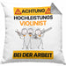 Violinist Kissen mit Füllung 40x40 Geschenk Lustiger Spruch Geschenkidee für Violinist Achtung Hochleistungs Violinist Bei Der Arbeit (Grau) Grau Trendation