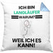 Langläufer Geschenk Kissen mit Füllung 40x40 Lustiger Spruch Ich Bin Langläufer Warum Weil Ich Es Kann Geschenkidee Bester Langläufer Geburtstag (Grau) Blau Trendation