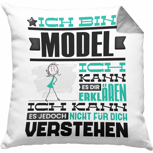 Model Geschenk Kissen mit Füllung 40x40 Geschenkidee für Model Geburtstag Lustiger Spruch Ich Bin Model Ich Kann Es Dir Erklären Aber Nicht Für Dich Verstehen (Grau) Grau Trendation