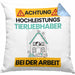 Tierwohlhaber Kissen mit Füllung 40x40 Geschenk Lustiger Spruch Geschenkidee für Tierwohlhaber Achtung Hochleistungs Tierwohlhaber Bei Der Arbeit (Grau) Blau Trendation