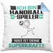 Handballspieler Kissen mit Füllung 40x40 Geschenk für Handballspieler Geburtstag Lustiger Spruch Was Ist Deine Superkraft (Grau) Blau Trendation
