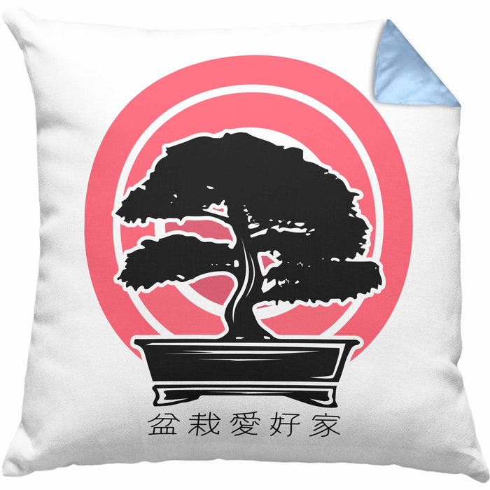 Lustige Bonsai Kissen mit Füllung 40x40 Geschenk für Bonsai-Liebhaber Grafik (Grau) Blau Trendation