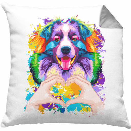 Australian Shepherd Besitzer Farbe Love Kissen mit Füllung 40x40 Geschenk Lustiger Spruch Geschenkidee Australian Shepherd Besitzerin (Grau) Grau Trendation