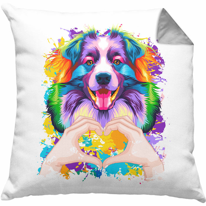 Australian Shepherd Besitzer Farbe Love Kissen mit Füllung 40x40 Geschenk Lustiger Spruch Geschenkidee Australian Shepherd Besitzerin (Grau) Grau Trendation