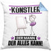 Künstler Kissen mit Füllung 40x40 Geschenk für Künstler Der Mann Der Alles Kann Geschenkidee zum Geburtstag (Grau) Blau Trendation