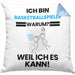 Basketballspieler Geschenk Kissen mit Füllung 40x40 Lustiger Spruch Ich Bin Basketballspieler Warum Weil Ich Es Kann Geschenkidee Bester Basketballspieler Geburtstag (Grau) Blau Trendation