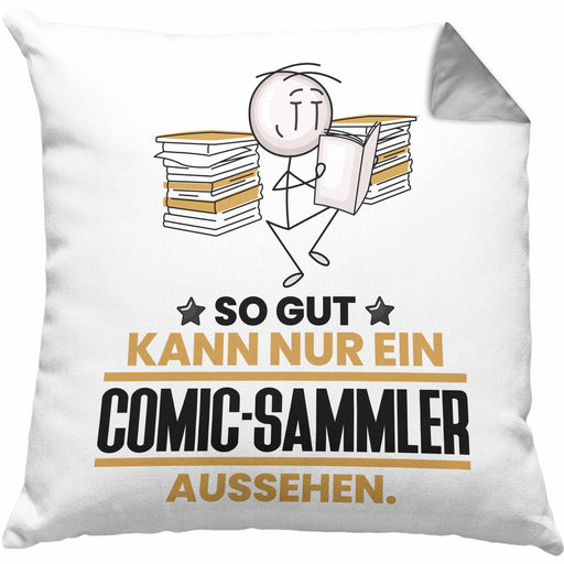 Comic-Sammler Geschenk Kissen mit Füllung 40x40 So Gut Kann Nur Ein Comic-Sammler Aussehen Geschenkidee (Grau) Grau Trendation