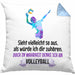 Volleyball Geschenk Kissen mit Füllung 40x40 Coach Herren Mädchen Kaffee Zubehör Volleyball-Spieler Spielerin (Grau) Blau Trendation
