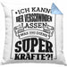 Bier Kissen mit Füllung 40x40 - "Ich kann Bier verschwinden lassen" Geschenk für Bierliebhaber (Grau) Blau Trendation