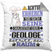 Geologe Geschenk Kissen mit Füllung 40x40 Lustiger Spruch Erheben Sie Sich Der Geologe Betritt den Raum (Grau) Grau Trendation