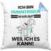 Hundefriseur Geschenk Kissen mit Füllung 40x40 Lustiger Spruch Ich Bin Hundefriseur Warum Weil Ich Es Kann Geschenkidee Bester Hundefriseur Geburtstag (Grau) Blau Trendation