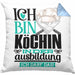 Köchin Ausbildung Start Geschenk Kissen mit Füllung 40x40 Ich Bin Köchin In Der Ausbildung Ich Darf Das Geschenkidee (Grau) Blau Trendation