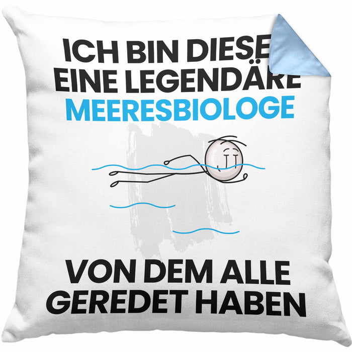 Meeresbiologe Geschenk Kissen mit Füllung 40x40 Lustige Geschenkidee Geburtstag für Meeresbiologe Ich Bin Dieser Legendäre Meeresbiologe Von Dem Alle Geredet Haben (Grau) Blau Trendation