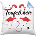 Teufelchen Kissen mit Füllung 40x40 Geschenk für Frauen Teufel (Grau) Blau Trendation