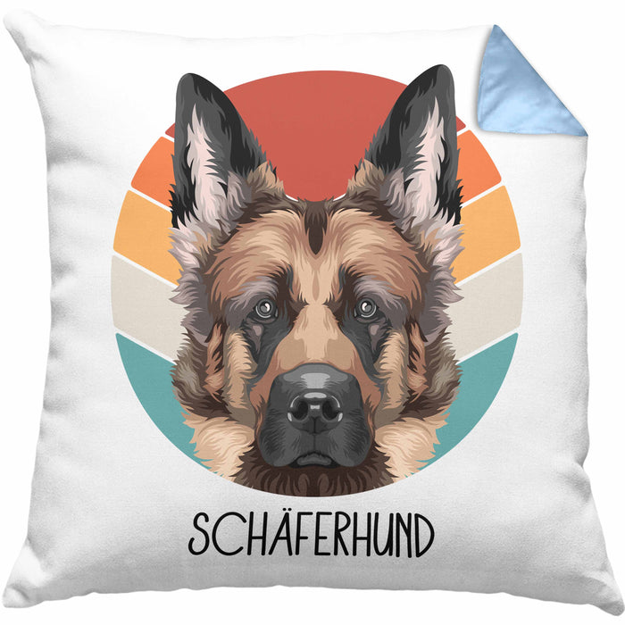 Schäferhund Besitzer Kissen mit Füllung 40x40 Geschenk Lustiger Spruch Geschenkidee Schäferhund Mama Papa (Grau) Blau Trendation