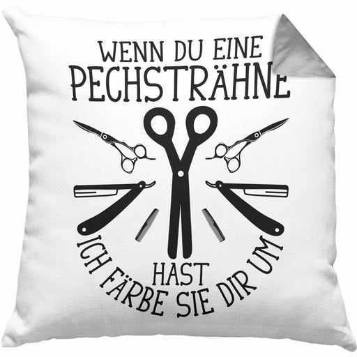 Friseurin Kissen mit Füllung 40x40 Geschenk Wenn Du Eine Pechsträhne Hast Ich Färbe Sie Dir Um (Grau) Grau Trendation
