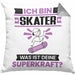 Skater Kissen mit Füllung 40x40 Geschenk für Skater Geburtstag Lustiger Spruch Was Ist Deine Superkraft (Grau) Grau Trendation