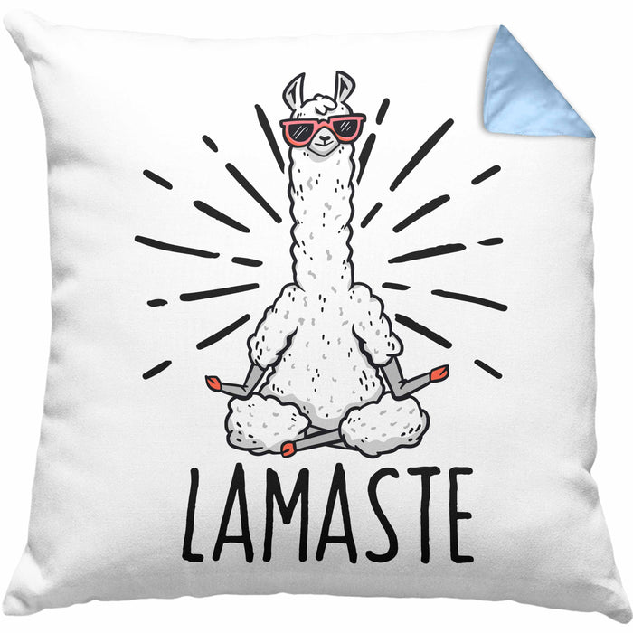 Llama Meditations-Kissen mit Füllung 40x40 Geschenk für Meditationsliebhaber Meditieren (Grau) Blau Trendation