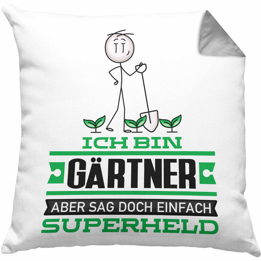 Gärtner Geschenk Kissen mit Füllung 40x40 Ich Bin Gärtner Aber Sag Doch Einfach Superheld Lustige Geschenkdiee für Gärtner (Grau) Grau Trendation