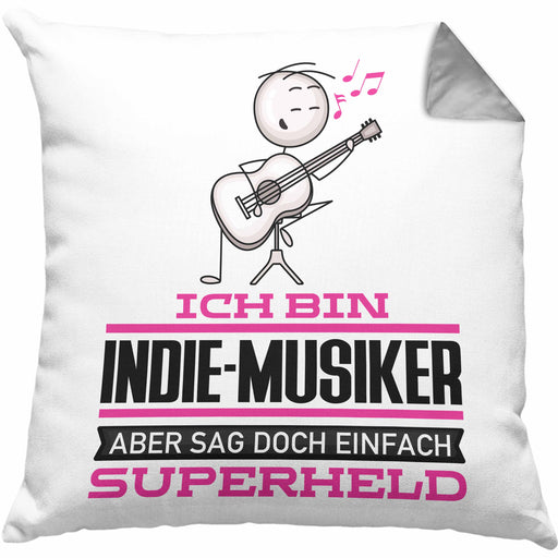 Indie-Musiker Geschenk Kissen mit Füllung 40x40 Ich Bin Indie-Musiker Aber Sag Doch Einfach Superheld Lustige Geschenkdiee für Indie-Musiker (Grau) Grau Trendation