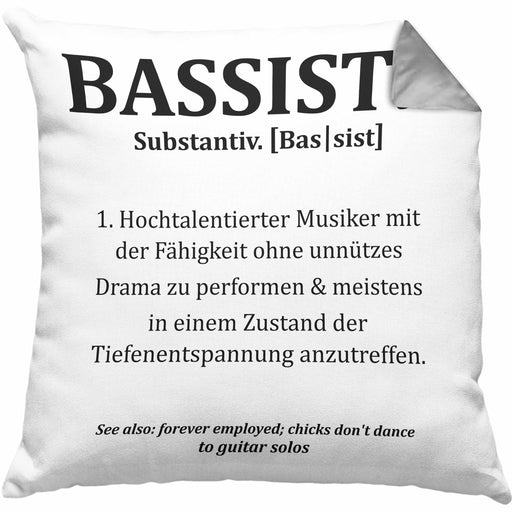 Bassist Kissen mit Füllung 40x40 Geschenk Bass-Spieler Geschenkidee Bassist Definition (Grau) Grau Trendation