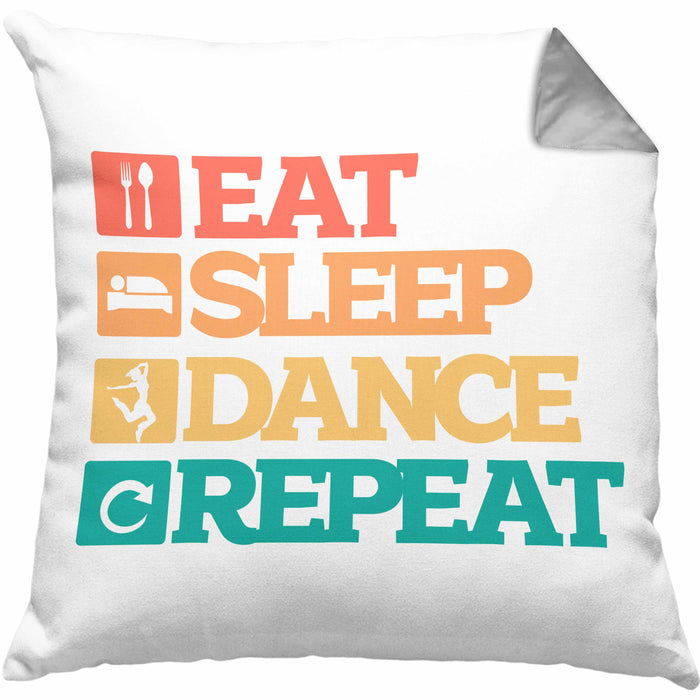 Lustige Tänzer Kissen mit Füllung 40x40 Geschenk für Tanzbegeisterte Tanzlehrer Grafik Eat Sleep Dance Repeat (Grau) Grau Trendation