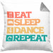 Lustige Tänzer Kissen mit Füllung 40x40 Geschenk für Tanzbegeisterte Tanzlehrer Grafik Eat Sleep Dance Repeat (Grau) Grau Trendation