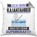 Kajakfahrer Kissen mit Füllung 40x40 Geschenk für Kajakfahrer Geburtstag Lustiger Spruch Was Ist Deine Superkraft (Grau) Grau Trendation