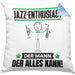 Jazz-Enthusiast Kissen mit Füllung 40x40 Geschenk für Jazz-Enthusiast Der Mann Der Alles Kann Geschenkidee zum Geburtstag (Grau) Blau Trendation
