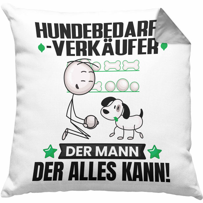 Hundebedarfsverkäufer Kissen mit Füllung 40x40 Geschenk für Hundebedarfsverkäufer Der Mann Der Alles Kann Geschenkidee zum Geburtstag (Grau) Grau Trendation