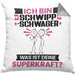 Schwippschwager Kissen mit Füllung 40x40 Geschenk für Schwippschwager Geburtstag Lustiger Spruch Was Ist Deine Superkraft (Grau) Grau Trendation