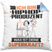 Hiphop-Produzent Kissen mit Füllung 40x40 Geschenk für Hiphop-Produzent Geburtstag Lustiger Spruch Was Ist Deine Superkraft (Grau) Blau Trendation