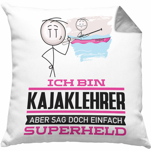 Kajaklehrer Geschenk Kissen mit Füllung 40x40 Ich Bin Kajaklehrer Aber Sag Doch Einfach Superheld Lustige Geschenkdiee für Kajaklehrer (Grau) Grau Trendation