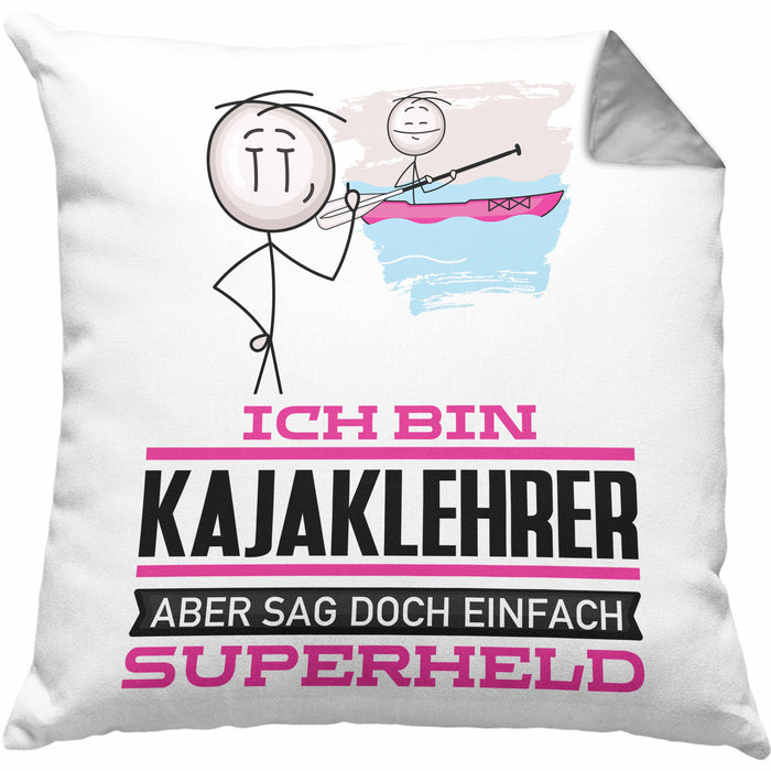 Kajaklehrer Geschenk Kissen mit Füllung 40x40 Ich Bin Kajaklehrer Aber Sag Doch Einfach Superheld Lustige Geschenkdiee für Kajaklehrer (Grau) Grau Trendation